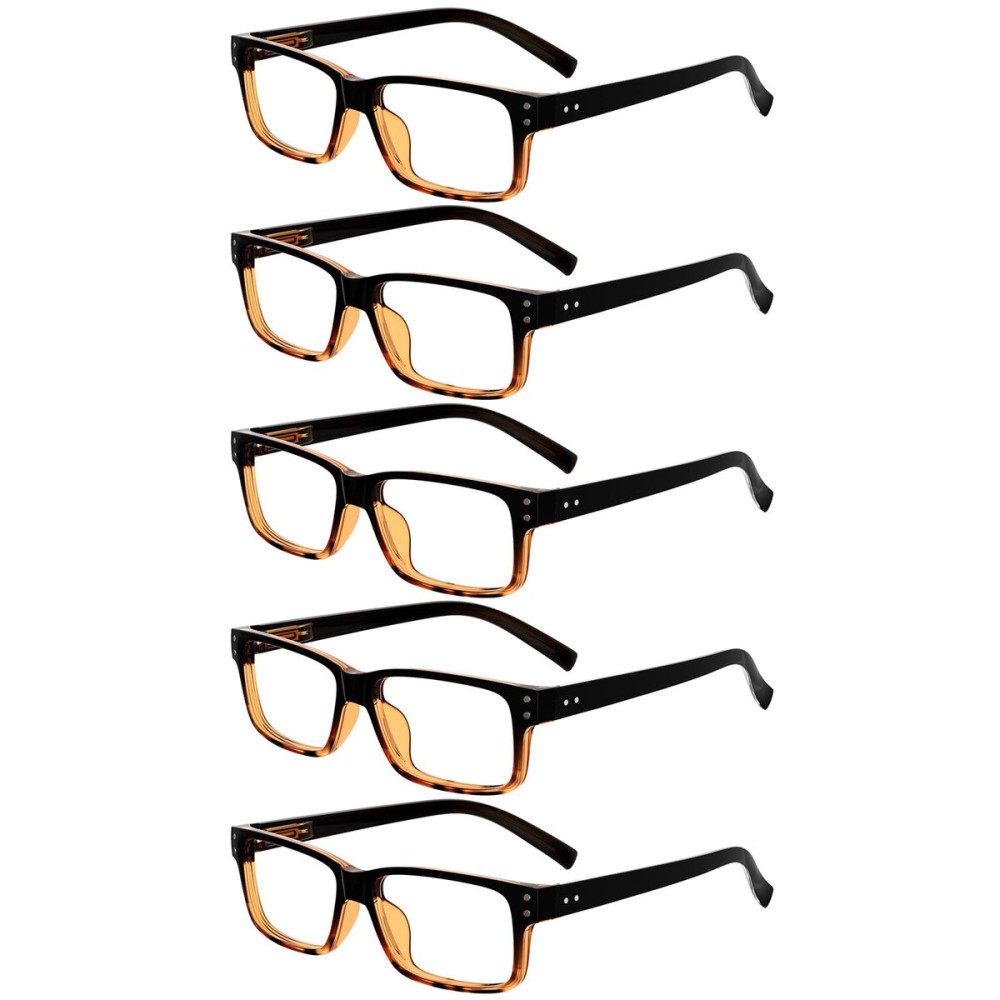 Eyekepper Vintage Reading Glasses for Men - 5 Pack Spring Hinges Classic Readers - Black-Tortoise Frame +3.75