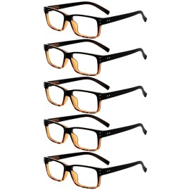 Eyekepper Vintage Reading Glasses for Men - 5 Pack Spring Hinges Classic Readers - Black-Tortoise Frame +3.75