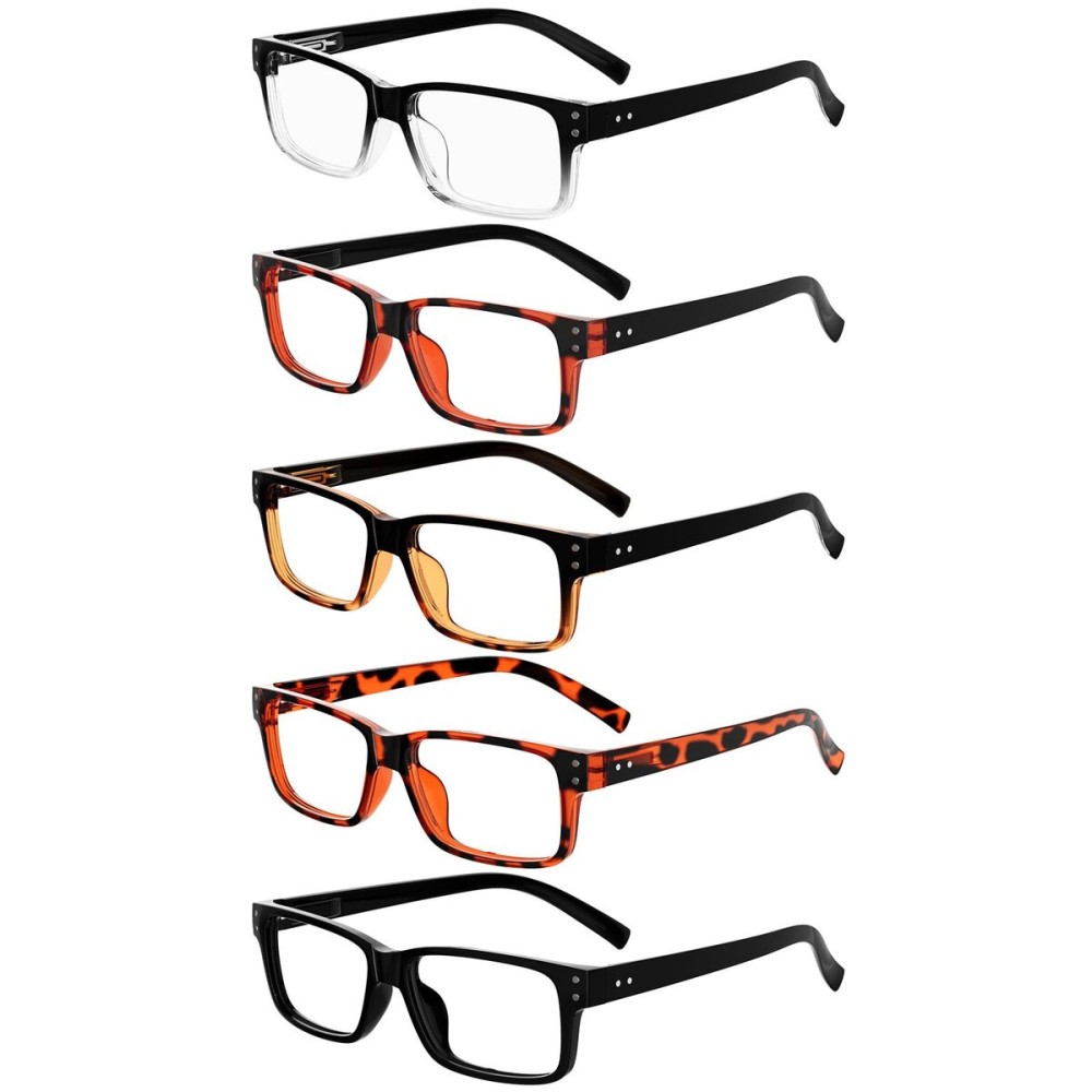 Eyekepper Vintage Reading Glasses for Men - 5 Pack Spring Hinges Classic Readers +4.00