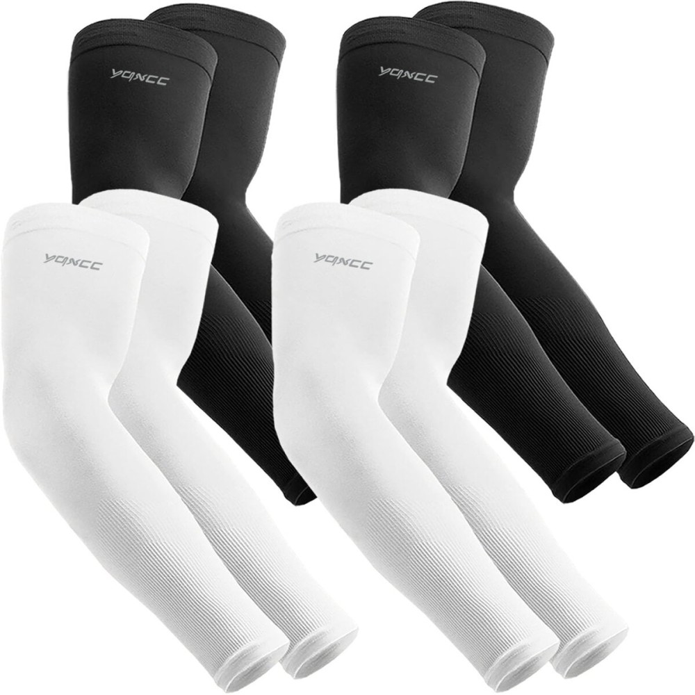 YQXCC 4 Pairs Arm Sleeves for Men Women | UPF 50 Cooling UV Sun Protection | Sports Compression Sleeves