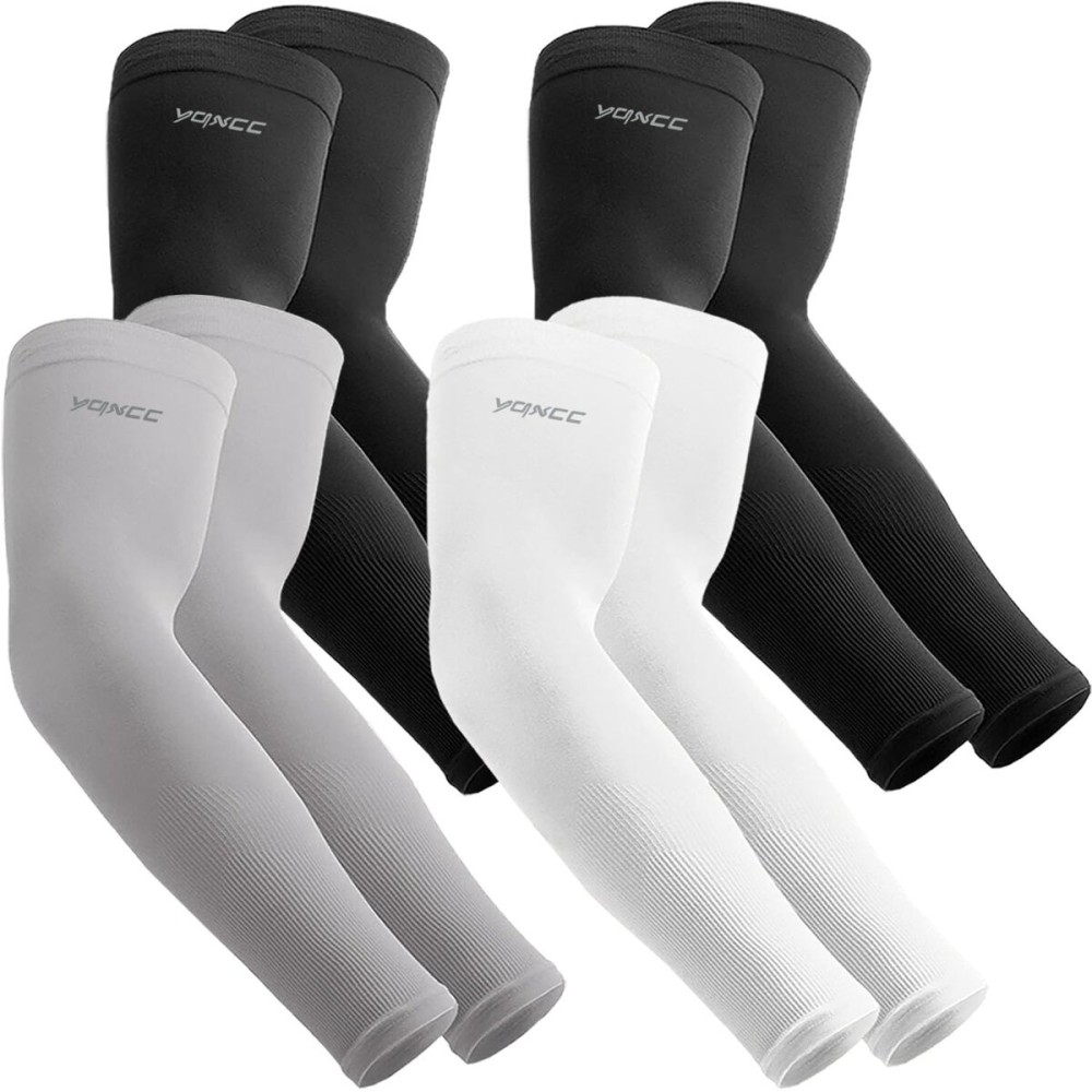 YQXCC 4 Pairs Arm Sleeves for Men Women | UPF 50 Cooling UV Sun Protection | Sports Compression Sleeves