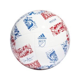 adidas MLS Club Soccer Ball, White/Power Blue/Team College Red, 3