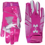 Under Armour boys Youth F8 Football Gloves , Tropic Pink (654)/Metallic Silver , Youth Medium