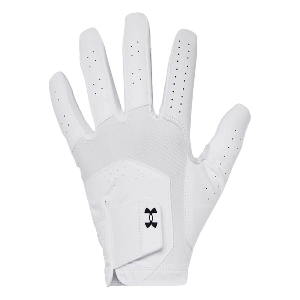 Under Armour Men\'s Iso-Chill Golf Glove, White (100)/Black, Left Hand Small Cadet