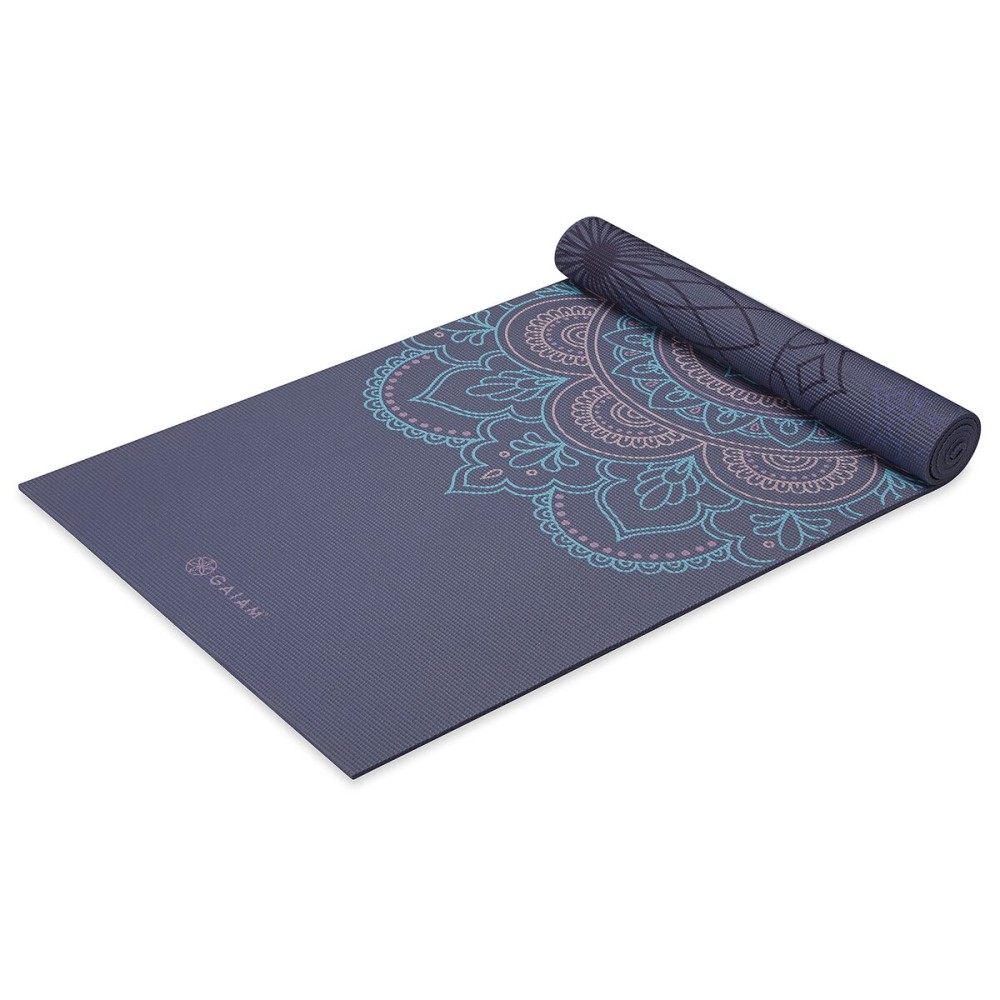 Gaiam Yoga Mat Premium Print Reversible Extra Thick Non Slip Exercise & Fitness Mat for All Types of Yoga, Pilates & Floor Workouts, Purple Illusion, 6mm
