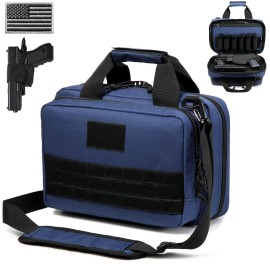 DBTAC Gun Case Bag XS | Tactical 1~2 Pistol Bag Firearm Shooting Case with Lockable Zipper for Shooting Range Outdoor Hunting | US Flag Patch + Universal Holster Included (Urban Blue)