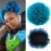 Yinmei Baibian Ombre Blue Afro Puff Drawstring Ponytail Short Ponytail High Puff Bun Hair Piece Kinky Curly Clip in on Updo Hair Extensions for Black Women(1B/Blue)