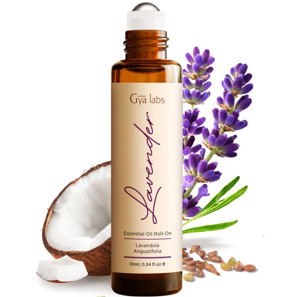 Gya Labs Lavender Essential Oil Roll On - 0.34 Fl Oz - Travel Size Roller for Camping, Skin, Aromatherapy Relief, Convenience