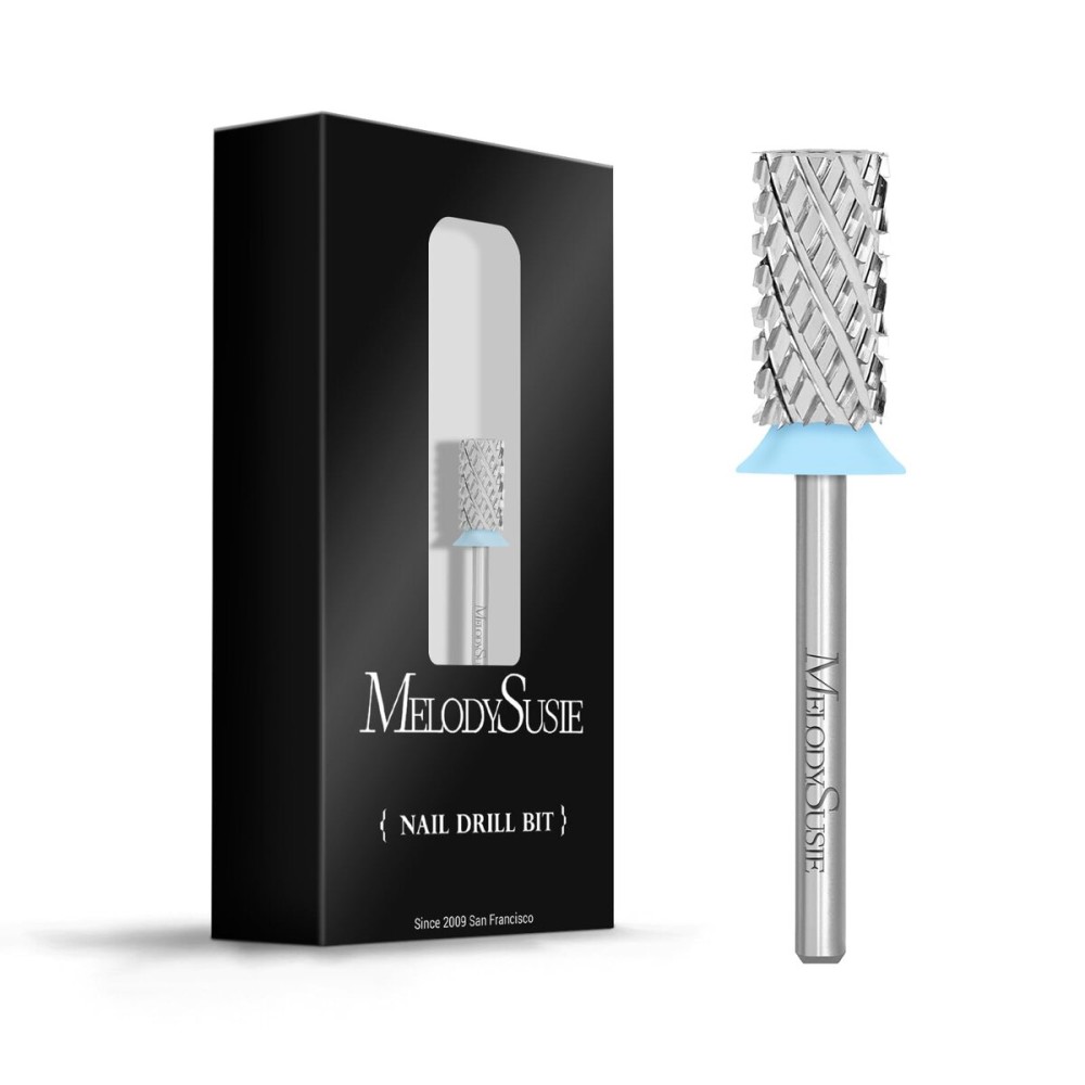 MelodySusie Large Barrel 3/32\'\' Tungsten Carbide Nail Drill Bit, Fast Remove Acrylic Gel, Cuticle Gel Polishing for Manicure Pedicure, Silver, Series Bit-S, 4XC