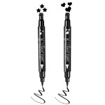 Go Ho Heart and Star Eyeliner Stamp Black Liquid Liner,2 PCS Waterproof Stamp Eyeliner Set,Double-Side Cat Eye Liner,Long-lasting Smudge-proof Eye Liner Makeup Tools