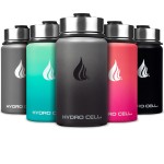 HYDRO CELL Stainless Steel Insulated Water Bottle with Straw - For Cold & Hot Drinks - Metal Vacuum Flask with Screw Cap and Modern Leakproof Sport Thermos for Adults (Graphite/Black 14oz)