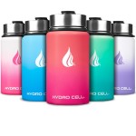 HYDRO CELL Stainless Steel Insulated Water Bottle with Straw - For Cold & Hot Drinks - Metal Vacuum Flask with Screw Cap and Modern Leakproof Sport Thermos for Adults (Coral/Punch 14oz)