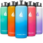 HYDRO CELL Stainless Steel Insulated Water Bottle with Straw - For Cold & Hot Drinks - Metal Vacuum Flask with Screw Cap and Modern Leakproof Sport Thermos for Adults (Sky/Blue 40oz)