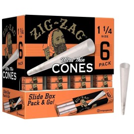 ZIG-ZAG Pre Rolled Cones 1 1/4 Size Ultra Thin 6-Count Packs - Pre Rolled Cones with Tips & Packing Tubes Included (36-Pack (216 Cones))