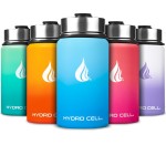 HYDRO CELL Stainless Steel Insulated Water Bottle with Straw - For Cold & Hot Drinks - Metal Vacuum Flask with Screw Cap and Modern Leakproof Sport Thermos for Adults (Sky/Blue 14oz)