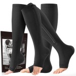 cerpite Zipper Compression Socks - 2 Pairs Open Toe Compression Stockings for Men Women 15-20mmHg,Suit for Running, Sport
