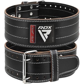 RDX Weight Lifting Belt for Men Women, IPL USPA Approved, 6mm Thick 100% Leather, 4 Powerlifting Back Support, Squat Deadlift Bodybuilding Exercise Fitness Gym Workout Strength Training up to 700 LBS