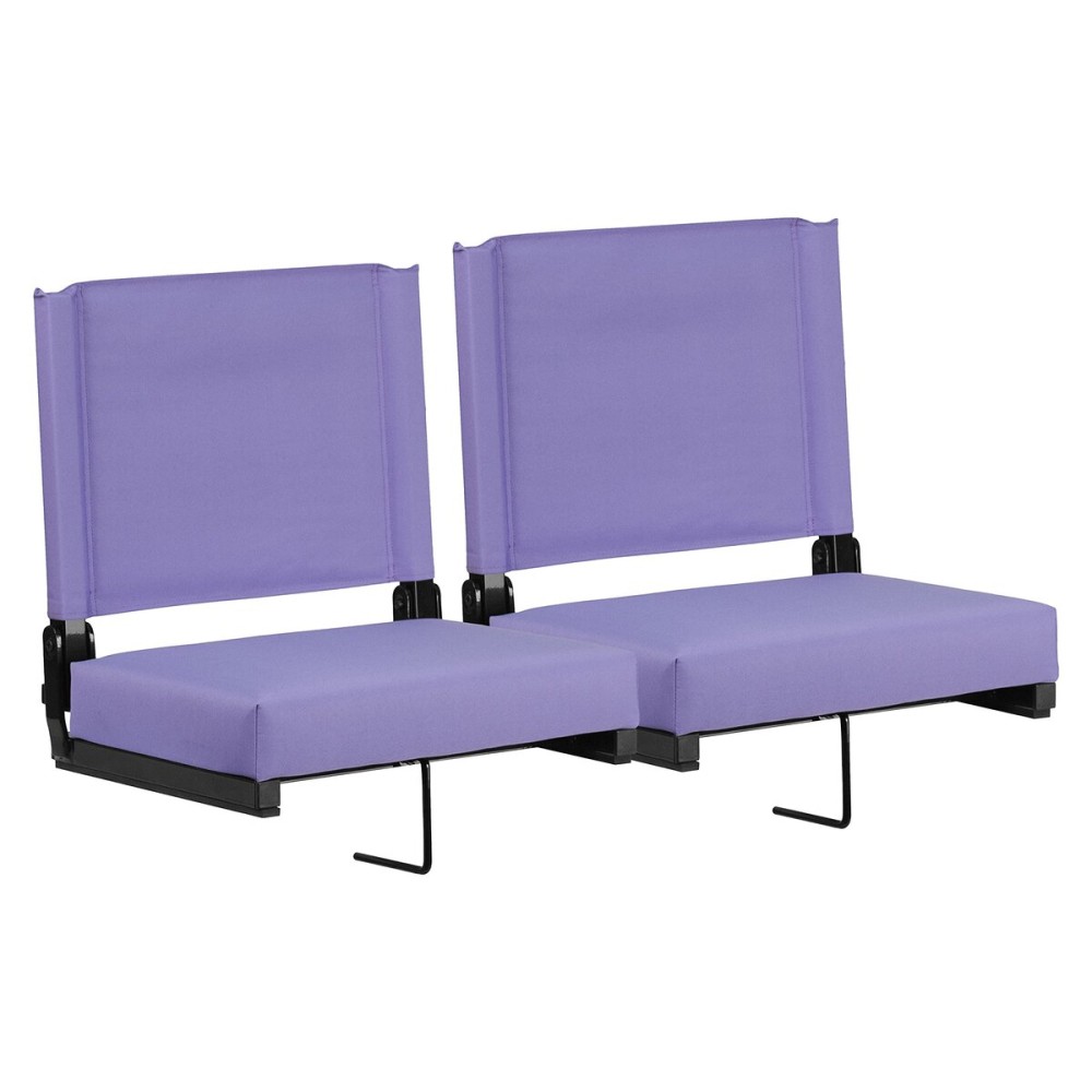 Flash Furniture Grandstand Portable Stadium Seats for Bleachers or Benches, Folding Padded Stadium Chairs with Handle, Pack of 2, 500 lb. Weight Capacity, Purple