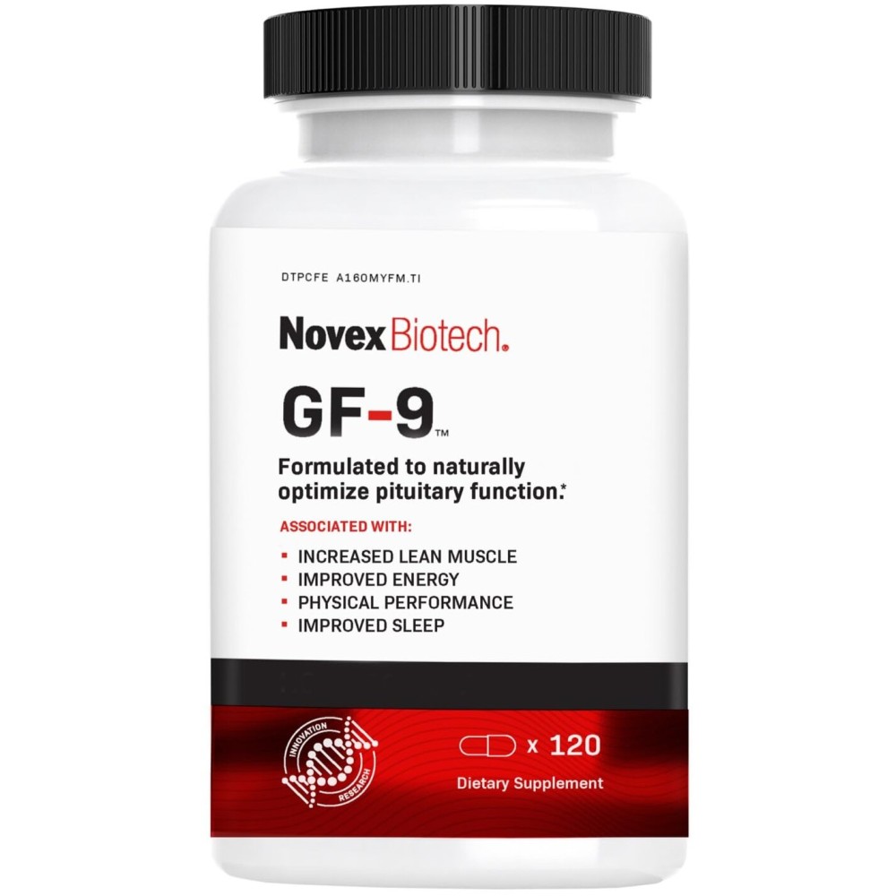 Novex Biotech GF-9 - HGH Boosting Supplement for Men - Workout Complex for Men - Support Energy, Endurance, Sleep, 120 Ct (30-Day Supply)