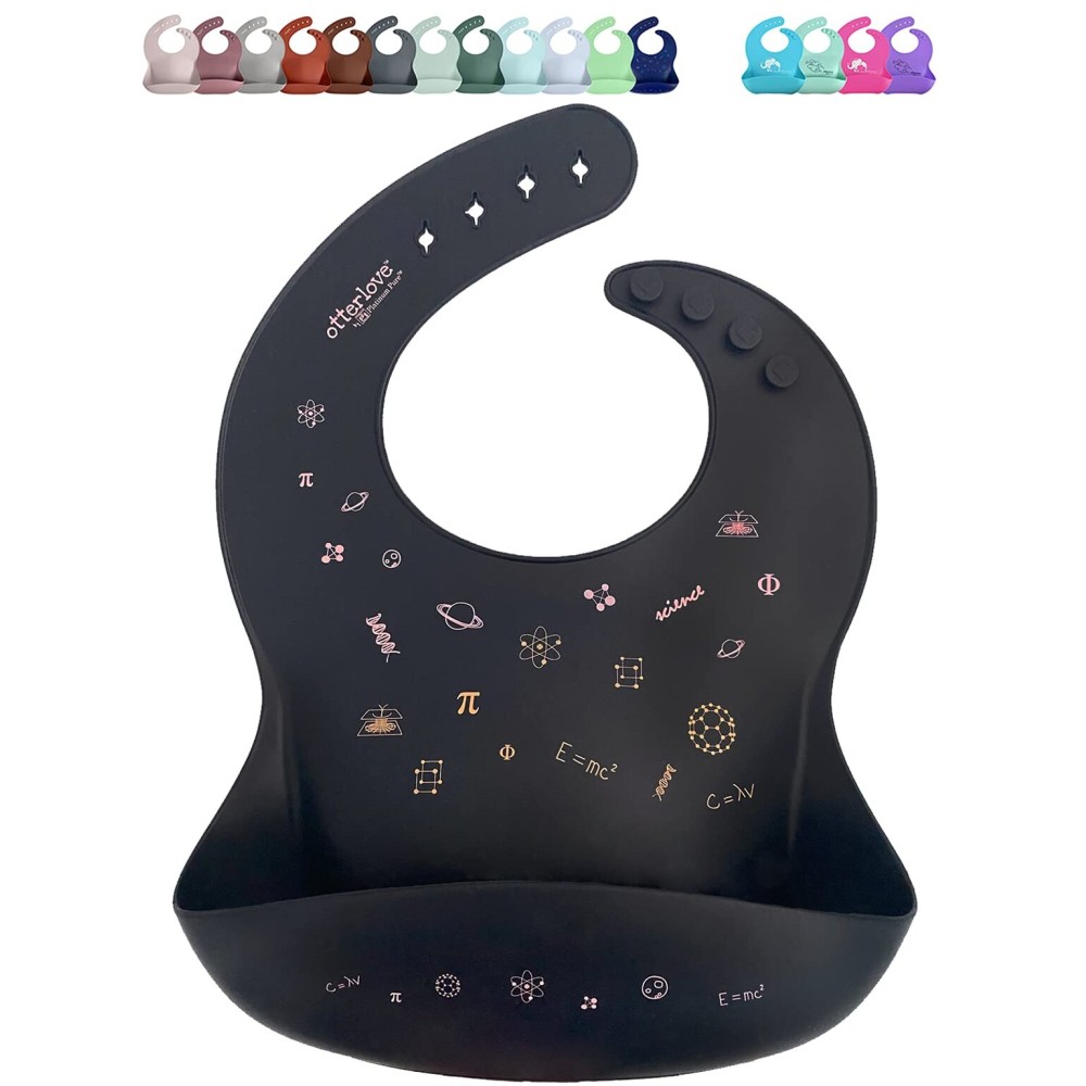 otterlove Silicone Bib - 100% Pure Platinum LFGB Baby Bibs with No Fillers - Wide Food Catching Pocket - Easy Clean - Mess Proof - Dishwasher Safe - BPA and Phthalate Free