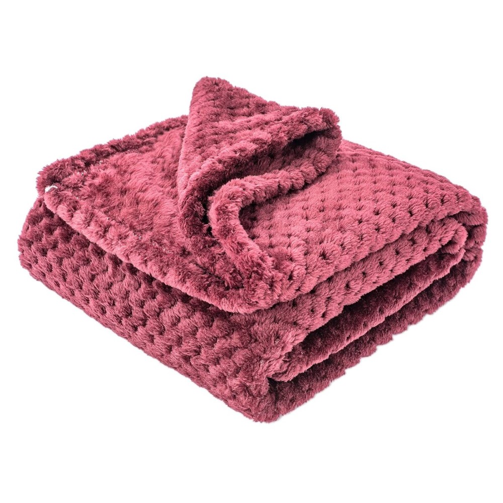 Fuzzy Blanket or Fluffy Blanket for Baby Girl or boy, Soft Warm Cozy Coral Fleece Toddler, Infant or Newborn Receiving Blanket for Crib, Stroller, Travel, Decorative (4060, Coral Red)
