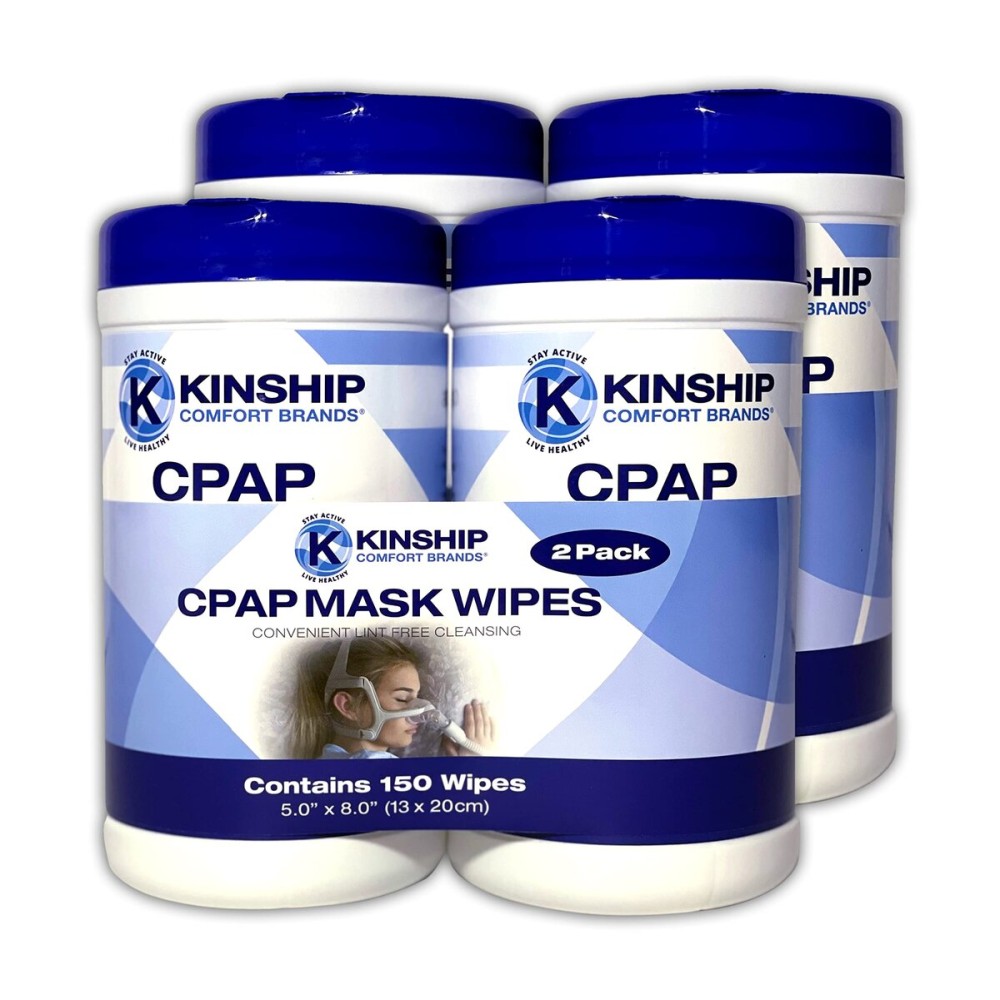 Kinship Comfort Brands CPAP Mask Cleaning Wipes, Unscented and Lint Free Cleanser to Clean Filters, Tubes and BIPAP Machines, 300 Wipes, 4 Canisters