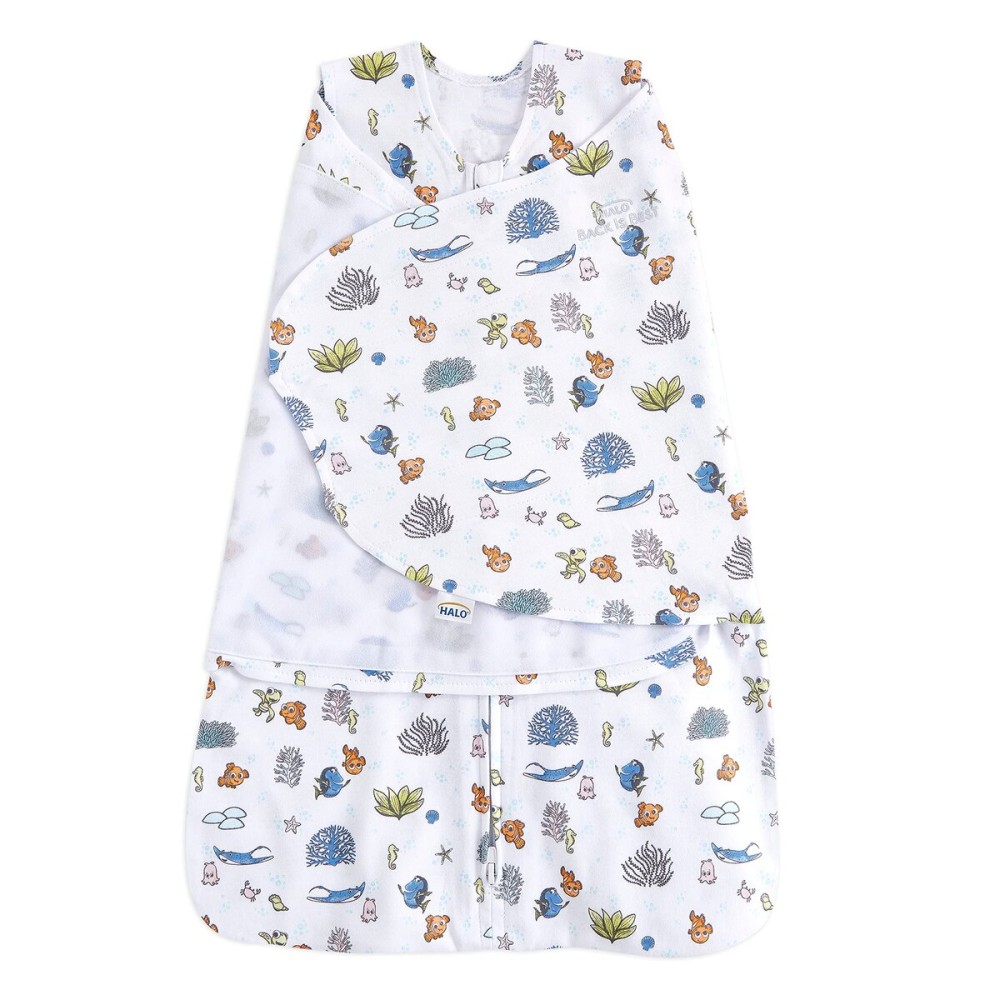 HALO Disney Baby Finding Nemo 100% Cotton Sleepsack Swaddle, 3-Way Adjustable Wearable Blanket, TOG 1.5, Nemo Great Barrier Reef, Newborn, 0-3 Months