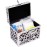 Vaultz Medicine Lock Box w/Combination Lock - 5 x 7 x 5 Cabinet Safe, Black & White Leopard