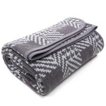 PuTian Merino Wool Blanket - 63 x 51 Thick Warm Soft Twin Bed Throw - Great for Camping, Outdoors, Travel, Car, Couch, All Seasons Houndstooth Grey