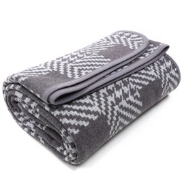 PuTian Merino Wool Blanket - 63 x 51 Thick Warm Soft Twin Bed Throw - Great for Camping, Outdoors, Travel, Car, Couch, All Seasons Houndstooth Grey