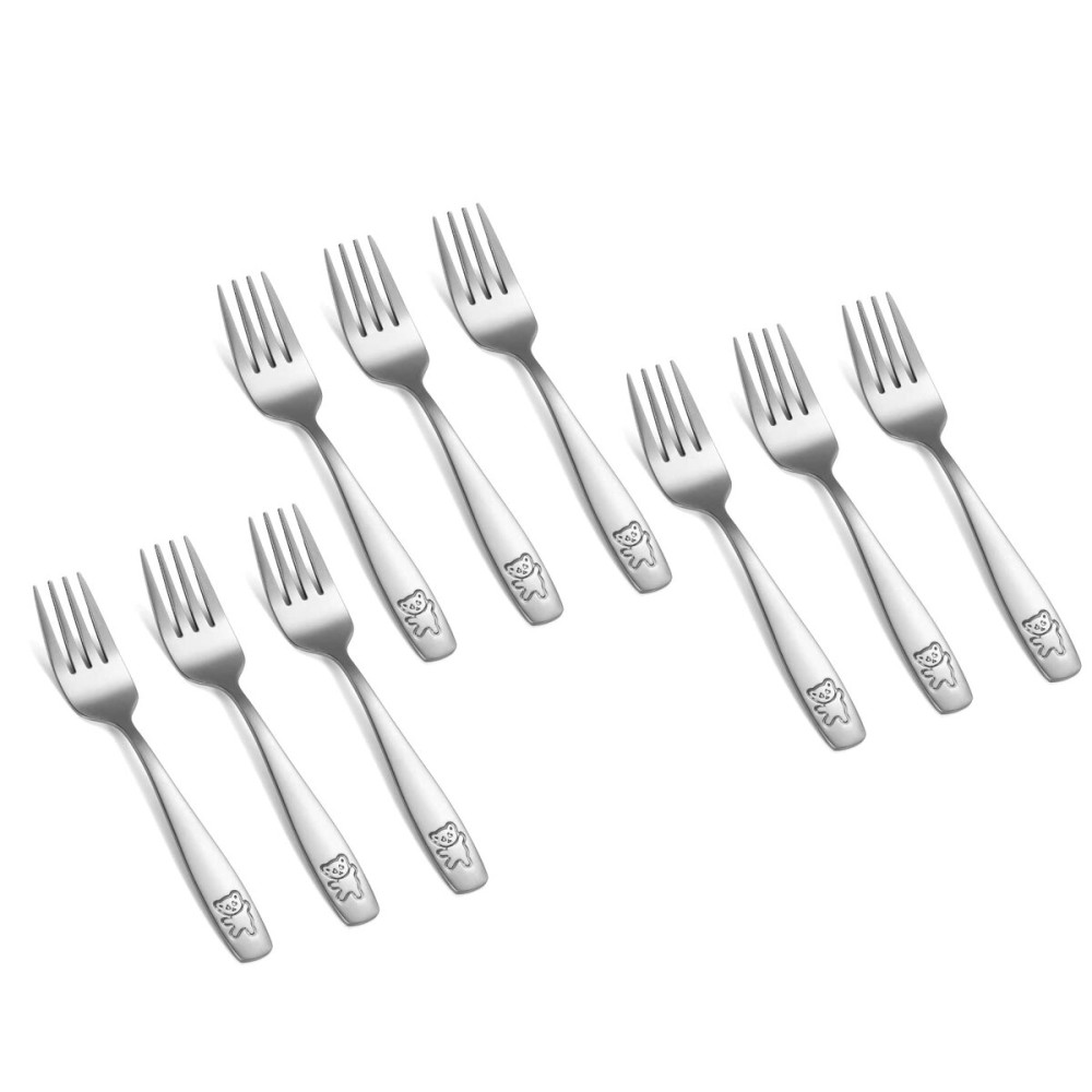 Pimoys 9-Piece Toddler Silverware Set - Stainless Steel Kids Forks & Spoons, Dishwasher Safe