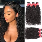 Miss GAGA Brazilian Virgin Hair Water Wave 3 Bundles 100% Unprocessed Virgin Remy Hair Bundles Natural Black (16 18 20)