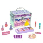 Disney Princess Train Case Beauty Set, Kids Makeup Kit for Girls, Real Washable Makeup Set, Play Makeup, Party Favor, Birthday, Ages 3 4 5 6 7 8 9 10 11 12 by Townley Girl