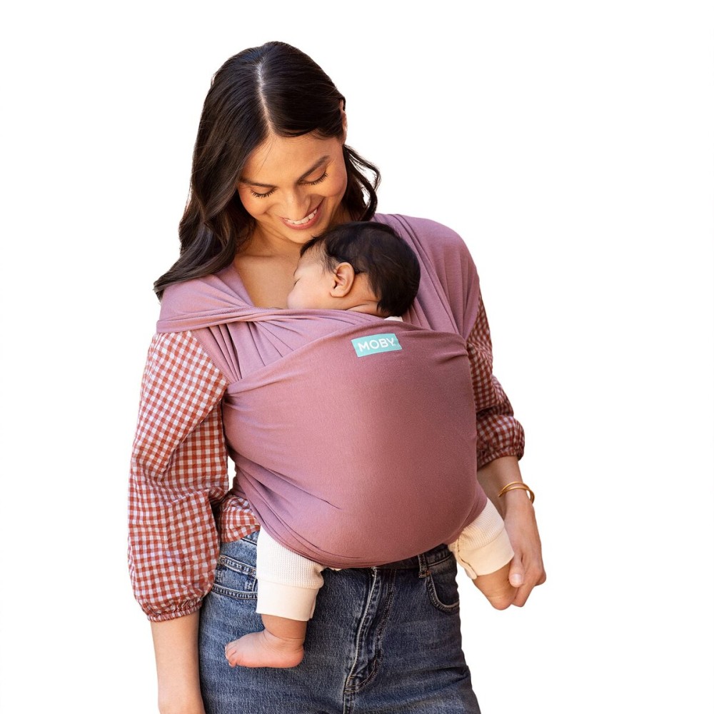 Moby Baby Wrap Carrier Evolution for Newborns to Toddlers (8-33lbs), Infant Sling Carrier, Lightweight & Hands Free Design, Adjustable for All Body Types, Baby Registry Gift (Terracotta)