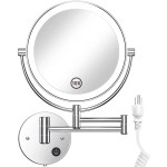 Gospire 8.5 Wall Mounted Lighted Magnifying Mirror, 1X/10X Double-Sided Magnification Round LED Cosmetic Vanity Bathroom Mirror Extendable Arm 360 Swivel for Shaving Makeup