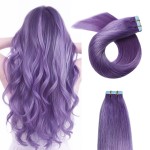 YILITE 20 Pieces/Pack Purple Tape in Hair Extensions Human Hair Seamless Invisible Straight Skin Weft Human Hair Tape in Extensions 14 Inches 20pcs 40g/pack(14 Inch Purple)