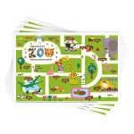 Babebay Disposable Stick-on Placemats 40 Pack for Baby & Kids & Toddler, Sticky Placemats Restaurant Table Mats 12 x 18 (Happy Zoo)
