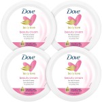 Dove Lotion, Beauty Cream - Light, Fast-Absorbing Face and Body Cream for Normal to Dry Skin, 24-Hour Moisture, Luxuriously Scented Face Cream, Hand & Body Lotion, Travel Size, 2.53 Fl Oz (Pack of 4)