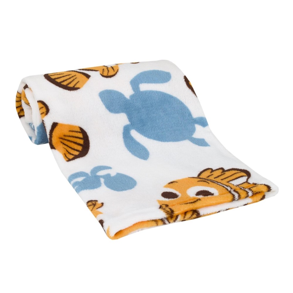 Disney Finding Nemo Orange, Aqua & White crush & Squirt Turtle Super Soft Baby Blanket, Orange, Aqua, White