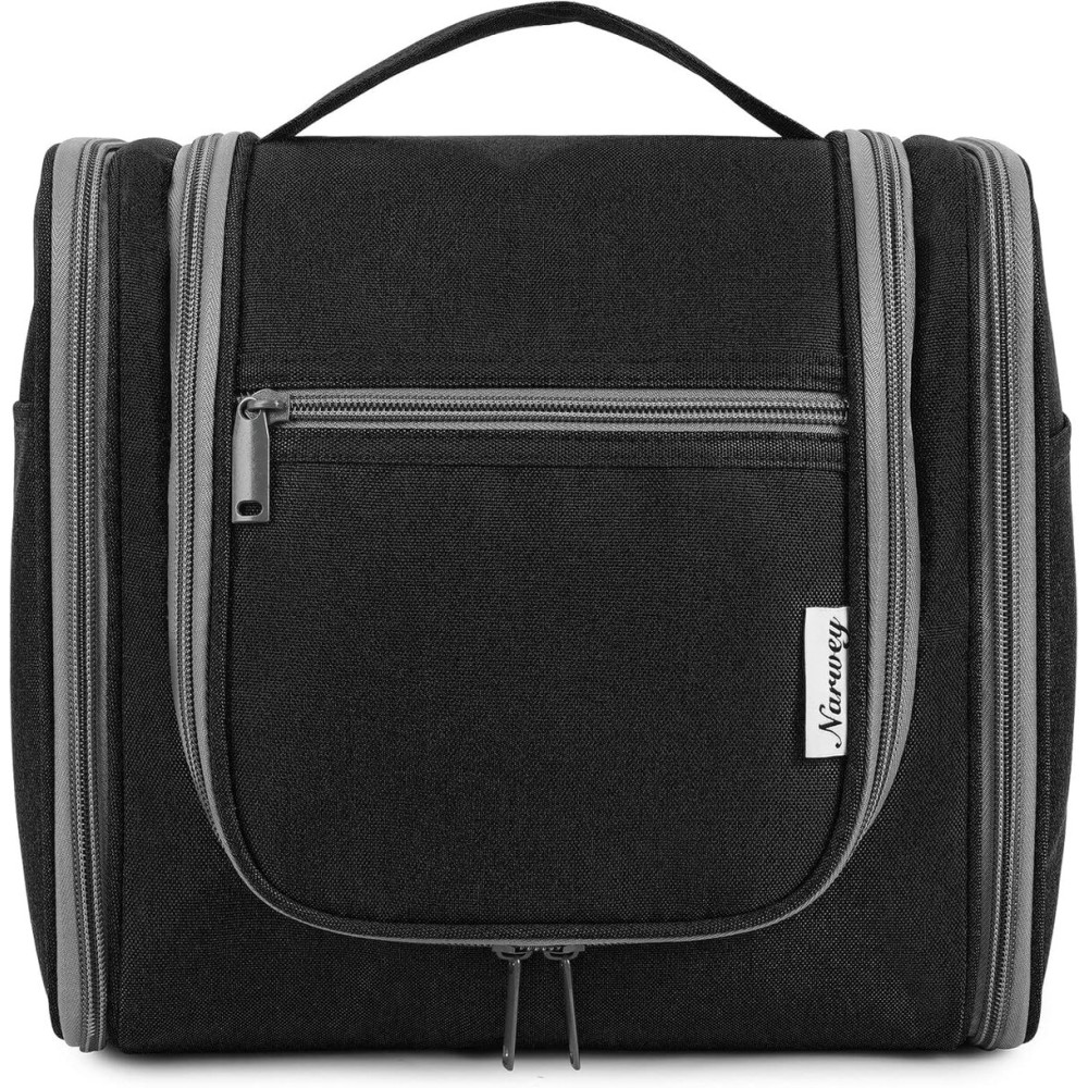 Narwey Hanging Toiletry Bag for Women Travel Makeup Bag Organizer Toiletries Bag for Cosmetics Essentials Accessories (Large, Black)