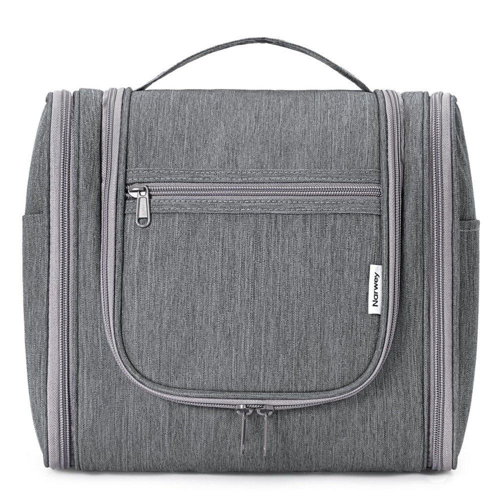 Narwey Hanging Toiletry Bag for Women Travel Makeup Bag Organizer Toiletries Bag Men for Cosmetics Essentials Accessories (Large, Grey)