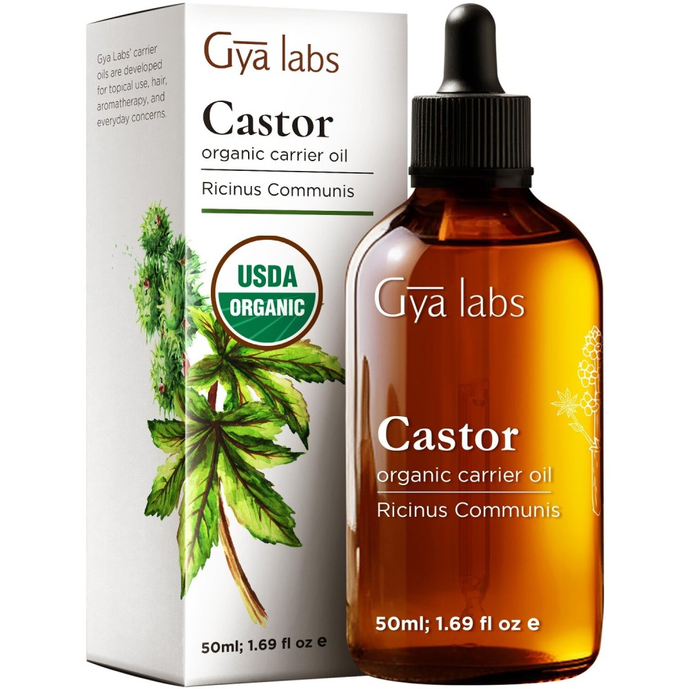 Gya Labs Castor Carrier Oil - 1.7 Fl Oz - for Hair, Skin, Face, Scalp & Body Massage