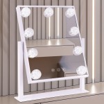 BWLLNI Vanity Mirror with Lights, Hollywood Lighted Makeup Mirror with 3 Color Modes and 9 Dimmable Diamond LED Light Bulbs, Detachable 10X Magnification, 360 Rotation, Touch Control, White