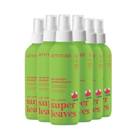 ATTITUDE Rinse-free Hair Detangler Spray for Kids, EWG Verified Leave In Product, Plant- and Mineral-Based Ingredients, Vegan, Watermelon & Coco, 8 Fl Oz (Pack of 6)