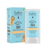 Babo Botanicals Sensitive Baby Mineral Sunscreen Stick SPF 50 - 70% Organic Ingredients - Zinc Oxide - NSF & MADE SAFE and EWG Certified - Water Resistant - Fragrance-Free - Babies & Kids
