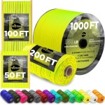 TECEUM Paracord Type III 550 Sofit Yellow - 100 ft - 4mm - Tactical Rope MIL-SPEC - Outdoor para Cord -Camping Hiking Fishing Gear and Equipment - EDC Parachute Cord - Strong Survival Rope 319