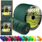 TECEUM Paracord Type III 550 Dark Emerald Green - 50 ft - 4mm - Tactical Rope MIL-SPEC - Outdoor para Cord -Camping Hiking Fishing Gear and Equipment - EDC Parachute Cord - Strong Survival Rope 022
