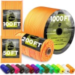 TECEUM Paracord Type III 550 Orange - 50 ft - 4mm - Tactical Rope MIL-SPEC - Outdoor para Cord -Camping Hiking Fishing Gear and Equipment - EDC Parachute Cord - Strong Survival Rope 045