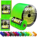 TECEUM Paracord Type III 550 Neon Green - 50 ft - 4mm - Tactical Rope MIL-SPEC - Outdoor para Cord -Camping Hiking Fishing Gear and Equipment - EDC Parachute Cord - Strong Survival Rope 462