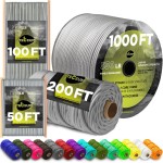 TECEUM Paracord Type III 550 Silver Grey - 1000 ft - 4mm - Tactical Rope MIL-SPEC - Outdoor para Cord -Camping Hiking Fishing Gear and Equipment - EDC Parachute Cord - Strong Survival Rope 002